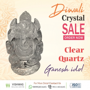 Clear Quartz Crystal Ganesh Idol